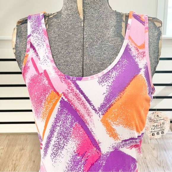 NWT M S purple, pink, orange, bodycon, stretchy sleeveless mini dress - Picture 3 of 6